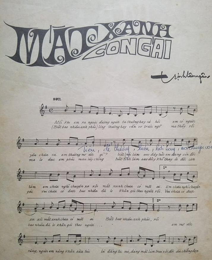 Sheet nhạc Mắt Xanh Con Gái